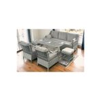 SALINCAKCIM PETRA 3+1+1+MASA+2PUF BAHÇE BALKON MOBİLYASI,GRİ RATTAN/VİZON KUMAŞ