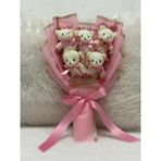 Salish Teddy Bear Çiçek Buketi - Peluş Ayıcık, Sevgiliye Hediye, Çiçek Detaylı - Pembe Hediye Buketi