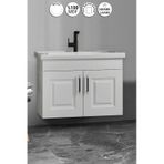 Salkım 65 Cm Beyaz Balon Mdf Seramik Lavabolu Asma Banyo Alt Dolabı