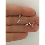 Sallanan Ayıcık Tragus Helix Lobe Uyumlu 1 Adet Piercing - 8 mm - Gümüş