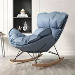 Sallanan Sandalye Sandalyeler Sallanan Sandalye Relax Lounge Dinlenme Kanepe Sandalyeleri, Oturma Odası Yatak Odası Ofis Balkon için Masif Ahşap Tabanlı, Mavi-Tek Beden,Blue-One Size