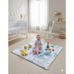 Sallhome Baby Textile Prenses Desenli Oyun Halısı Yumuşak Pamuklu, Unisex - Mavi - Beyaz - Siyah - 100 x 100 cm