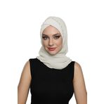 Şallı Takmatik Taşlı Krem Hazır Türban Tesettür Bone Namaz Örtüsü