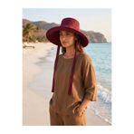 Sally Home Geniş Kenarlı Bordo Yazlık-Plaj-Aksesuar-Tesettür Şapka 60-62 cm / 62-65cm tesettür varyantlı