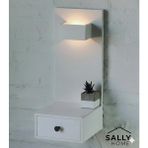 Sally Home Işıklı Yatak Yanı Ünitesi - Askılı Komodin ve Aplik Raf - Beyaz