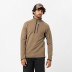 Salomon Essential Lightwarm Kahve Bej Yarım Fermuar Erkek Polar