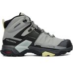 Salomon x Ultra 4 Mid Waterproff Leather Womens Boot Hakiki Deri Su Geçirmez Nefes Alabilen Kadın Bot Gri