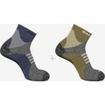 Salomon x Ultra Access Quarter 2 R+L Kısa Çorap - Yeşil - Gri / 38 / 36 - 36 - 38