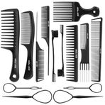 SALON SILK Kadın Saç Tarak Seti - 14 Parça Geniş Diş Tarak Sıçan Kuyruğu Tarakları - Şekillendirici Taraklar Kıvırcık için Seçme - Alay Ayrılık İnce Tarak - Profesyonel Berber Kesim Örgü Tarak Setleri