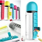 Salsepete Yedi Günlük Ilaç Organizerli Su Şişesi Matara (600ML) - Sarı