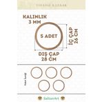 SaltanArt 28 cm Vidasız Ahşap Kasnak, 5 Adet, 3 mm (2,7 mm) Kalınlık