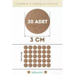 Saltanart 3 Cm Çap 30 Adet Supla Amerikan Servis Runner Mdf Drolit Magnet Altı Ahşap 3 Mm (2,7 Mm) Kalınlık