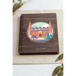SaltanArt Bursa Ulu Camii Şehir Tasarım Ahşap Kapaklı Defter Kraft Kağıt Özel Tasarım - Gri - Açık Gri - A5