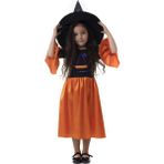 Saltare Kız Çocuk Halloween Turuncu Siyah Cadı Elbise Withc Kostümü Party - 01-Turuncu - 5 - 6 Yaş