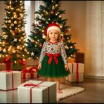 Saltare Kız Çocuk Kırmızı Kurdela Detaylı Yeşil Tütülü Yılbaşı Elbise Girl Child Christmas Dress - 4 - 5 Yaş - 00430 Yeşil