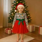 Saltare Kız Çocuk Yeşil Kurdela Detaylı Kırmızı Tütülü Noel Elbise Girl Child Christmas Dress Party Yeni Yıl - 3 - 4 Yaş - 00-Kırmızı