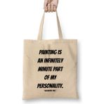 Salvador Dali Quotes Gift- Vintage Retro Rainbow Style Bez Çanta Uzun Saplı - Açık Bej - 40 X 40