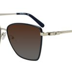 SALVATORE FERRAGAMO Kahverengi Kelebek Bayan Güneş Gözlüğü SF279S 714 59, Açık Altın/Mavi, 59/15/140