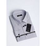 Salve Erkek %100 Pamuk Gri Klasik Gömlek 22157 - 2XL - 08G-Gri