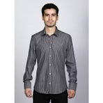 Salve Pamuk Slim Fit Premium Serisi Çizgili Klasik Gömlek 22126 - 2XL - Siyah - Beyaz