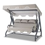 Salvia 3 Kişilik Yatarlı Bahçe Salıncağı Balkon Teras Salıncak Gri Minder