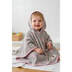 Salvia Dione %100 Pamuk Kız Bebek Bornoz - 0 /2 Yaş Kapşonlu Gri Pembe Yıldızlı Yenidoğan Kız Bebek Hediye Bornoz