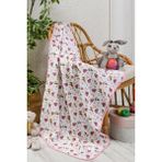 Salvia Dione |%100 Pamuk | Müslin Çocuk Battaniyesi | Çok Amaçlı Örtü | Pembe | Kız Bebek Battaniyesi Bigi - 75 x 75 cm
