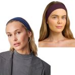 SALVIA DIONE 2'li Kombin Spor Saç Bantları - Elastik Kaymaz İnce Saç Ter Kafa Bandı Bandana, Şık Kadın & Erkek Koşu Fitness Yoga Pilates Makyaj Yüz Yıkama Atletik 2'Li Saç Bandı Seti (Vişne Çürüğü & İndigo Melanj)