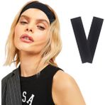 Salvia Dione 2'li Pamuklu Esnek Yoga Bandana Koşu Bandı Saç Bantları Gym Pilates Saç Bandı - Makyaj Yüz Yıkama Saç Aksesuarları - Sporcu Saç Bandı Seti Siyah