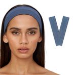 SALVIA DIONE 2'li Saç Bandı - Elastik Kaymaz İnce Esnek Pamuk Emici Kadın Saç Bandı Bandana, Unisex Spa Koşu Dans Yoga Pilates Bisiklet Fitness Saç Ter Bandı 2'li Kafabandı Seti (İndigo Melanj)