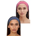 Salvia Dione 2'li Spor Saç Bantları - Kadın & Erkek Yoga Makyaj Yüz Yıkama Saç Bandı Seti Pembe & Indigo Melanj