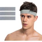Salvia Dione 3lü Erkek Spor Saç Bandı Sporcu Kafabandı Headband Tenis Ter Bantı Fitness Saç Bantları Seti - Standart - 01-Gri