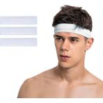 Salvia Dione 3lü Erkek Spor Saç Bandı Sporcu Kafabandı Headband Tenis Ter Bantı Fitness Saç Bantları Seti - Standart - Beyaz
