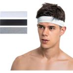 Salvia Dione 3lü Erkek Spor Saç Bandı Sporcu Kafabandı Headband Ter Bantı Fitness Saç Bantları Siyah-Beyaz-Gri - Standart - Siyah - Beyaz - Gri