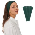 SALVIA DIONE 3'lü Spor Saç Bantları - Elastik Kaymaz İnce Saç Ter Kafa Bandı Bandana, Kadın & Erkek Koşu Fitness Yoga Pilates Makyaj Yüz Yıkama Atletik Egzersiz 3'lü Saç Bandı Bandana Seti (Koyu Yeşil)