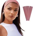 SALVIA DIONE 3'lü Spor Saç Bantları - Elastik Kaymaz İnce Saç Ter Kafa Bandı Bandana, Kadın & Erkek Koşu Fitness Yoga Pilates Makyaj Yüz Yıkama Atletik Egzersiz 3'lü Saç Bandı Bandana Seti (Pembe)