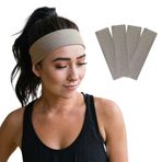 SALVIA DIONE Saç Bandı 4lü Kadın Erkek Spor Elastik Kaymaz İnce Esnek Likralı Pamuk Kadın Saç Bandı Bandana Unisex Fitness Makyaj Cilt Yüz Yoga Pilates Koşu Sporcu Saç Bandı Seti (Sütlü Kahve, Standart)