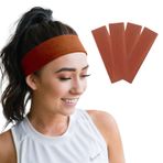 SALVIA DIONE Saç Bandı 4lü Kadın Erkek Spor Elastik Kaymaz İnce Esnek Likralı Pamuk Kadın Saç Bandı Bandana Unisex Fitness Makyaj Cilt Yüz Yoga Pilates Koşu Sporcu Saç Bandı Seti (Yanık Turuncu, Standart)