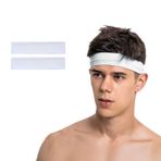 SALVIA DIONE Spor Saç Bandı 2li Sporcu Erkek Kafa Bandı Headband Tenis Gym Ter Bantı Fitness Saç Bantları Yoga Crossfit Bisiklet Koşu Canlı İddia Yürüyüş Erkekler Süper Lig Penye Esnek Saç Bantı (Beyaz, Standart)