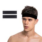 SALVIA DIONE Spor Saç Bandı 2li Sporcu Erkek Kafa Bandı Headband Tenis Gym Ter Bantı Fitness Saç Bantları Yoga Crossfit Bisiklet Koşu Canlı İddia Yürüyüş Erkekler Süper Lig Penye Esnek Saç Bantı (Siyah, Standart)