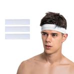 SALVIA DIONE Spor Saç Bandı 3lü Sporcu Erkek Kafa Bandı Headband Tenis Gym Ter Bantı Fitness Saç Bantları Yoga Crossfit Bisiklet Koşu Canlı İddia Yürüyüş Erkekler Süper Lig Penye Esnek Saç Bantı (Beyaz, Standart)