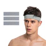 SALVIA DIONE Spor Saç Bandı 3lü Sporcu Erkek Kafa Bandı Headband Tenis Gym Ter Bantı Fitness Saç Bantları Yoga Crossfit Bisiklet Koşu Canlı İddia Yürüyüş Erkekler Süper Lig Penye Esnek Saç Bantı (Gri, Standart)