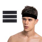 SALVIA DIONE Spor Saç Bandı 3lü Sporcu Erkek Kafa Bandı Headband Tenis Gym Ter Bantı Fitness Saç Bantları Yoga Crossfit Bisiklet Koşu Canlı İddia Yürüyüş Erkekler Süper Lig Penye Esnek Saç Bantı (Siyah, Standart)