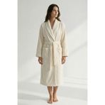 Şalyaka Kadife Bornoz Krem%100 Pamuk Unisex Spa Için Ideal Kadın/Erkek