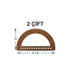 şamaksesuar Ahşap Çanta Sapı 3 Mm Mdf Kulp Ceviz Yarım Daire (1 Çift ) ( 20 X 12 ) Cm