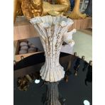 Şamdan mumluk şamdan polyester kütük mum BEYAZ GOLD DETAYLI