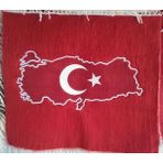 Samet Kuruyemiş 70 x 100 cm Türk Bayrağı Desenli El Yapımı Seccade - 70 x 110 cm - Kırmızı