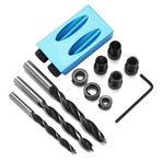Samfox 15 Degree Pocket Hole Screw Jig Dowel Drill Joinery Kit Pocket Hole Drilling Kit - 14pcs 15° Woodworking Oblique Drill Guide Set, Positioner Locator Too