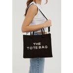 samilon Uzun Askılı Kanvas Kumaş Tote Bag Kadın Çapraz Çanta Siyah Totebag