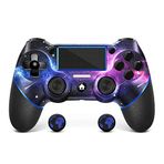 SAMINRA PS4 Kumandası için 2 Başparmak Kavraması, Tasarım Starry Sky Özel V2 Kablosuz Oyun Denetleyicileri, PS4, Slim, Pro ve Windows PC ile Uyumlu